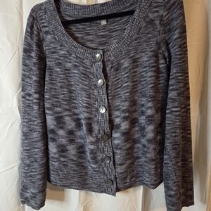 J. Jill Heather Gray Linen Blend Light Weight Button-up Cardigan Size L